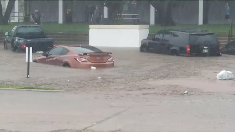 Flooding at Oklahoma Courthouse Washes Away Parked Cars