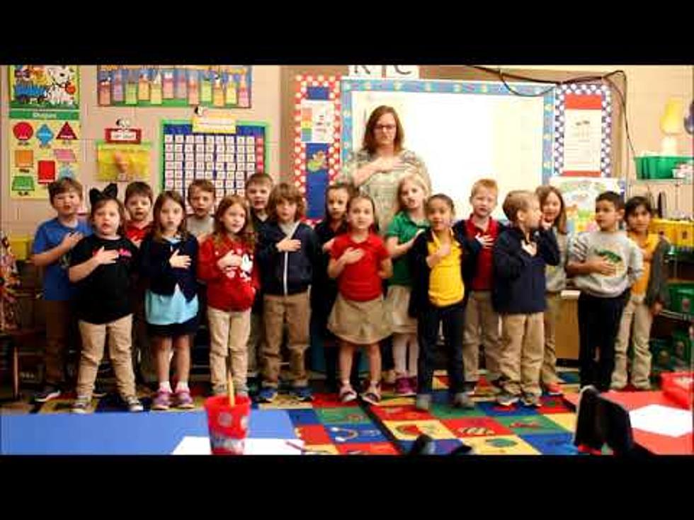 See Mrs. Beiger’s Kindergarten Reciting the Pledge of Allegiance