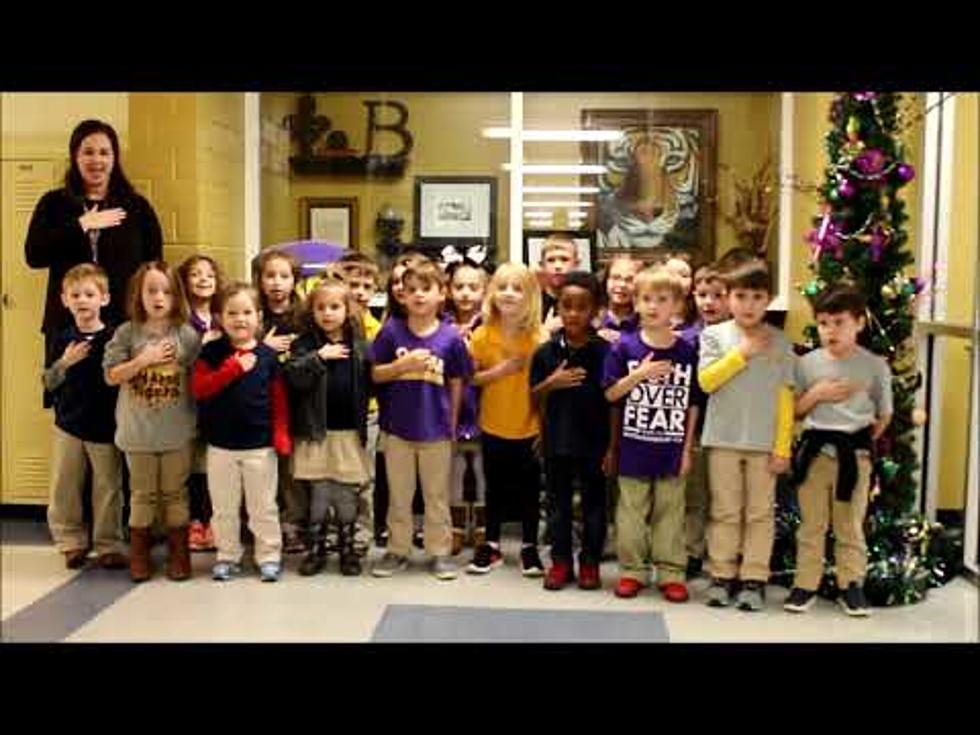 Watch Mrs. Allen’s Kindergarten at Benton Reciting Pledge