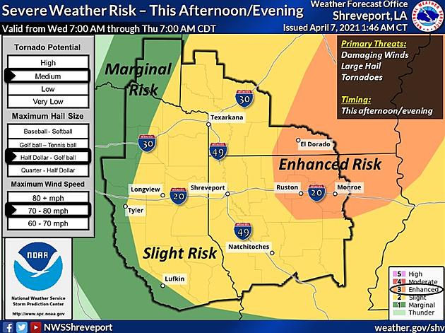 Chance For Severe Weather This Afternoon in NWLA