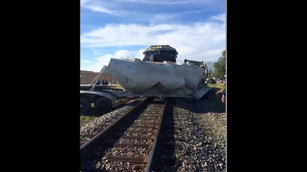 Train Collides into Big Rig Stuck on the Tracks in Calvert, Texas