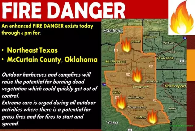 Weather Service Announces Fire Danger in East and Northeast Texas Today