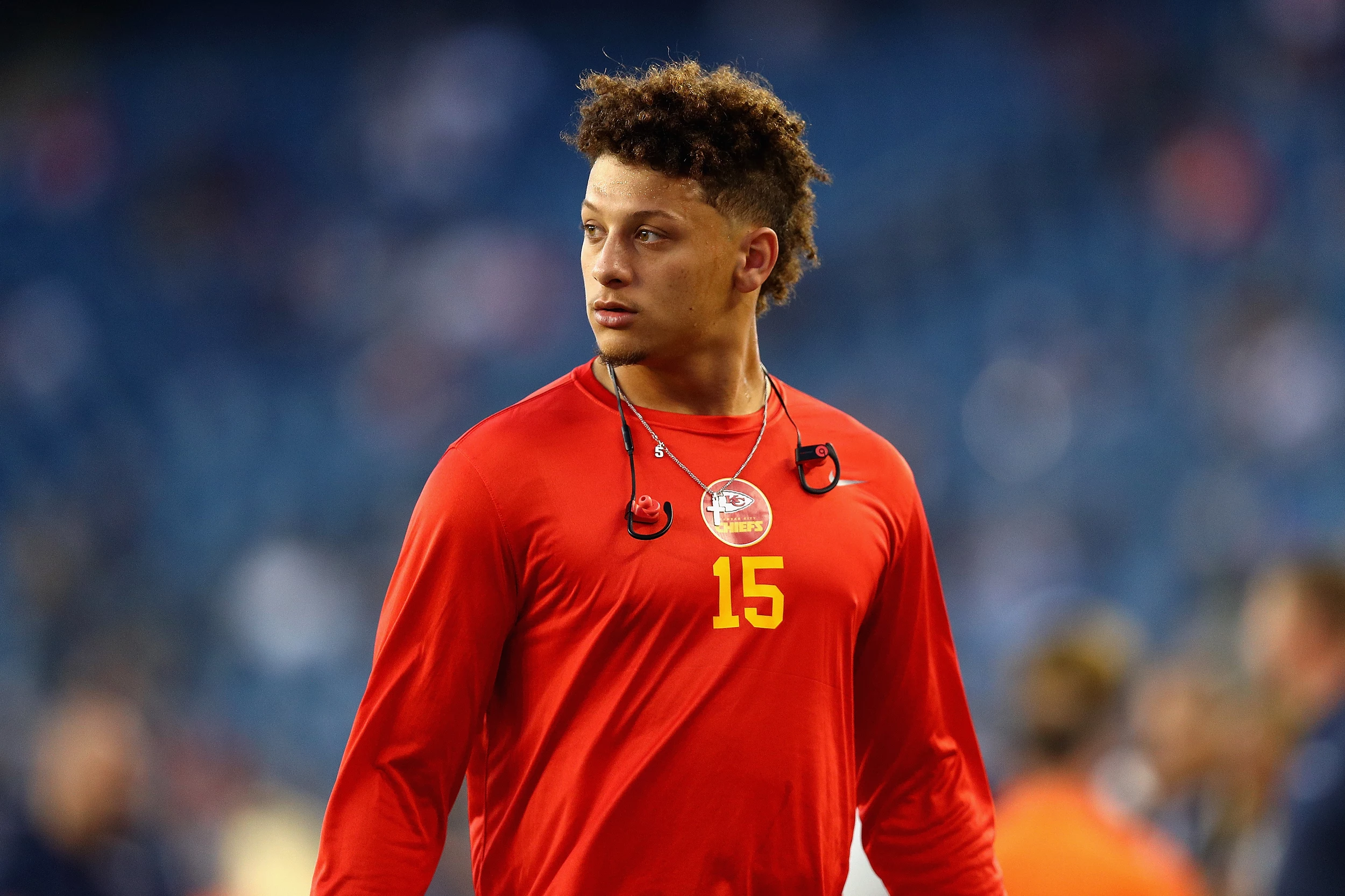 Patrick Mahomes Jumps into Pool After He & Brittany Matthews