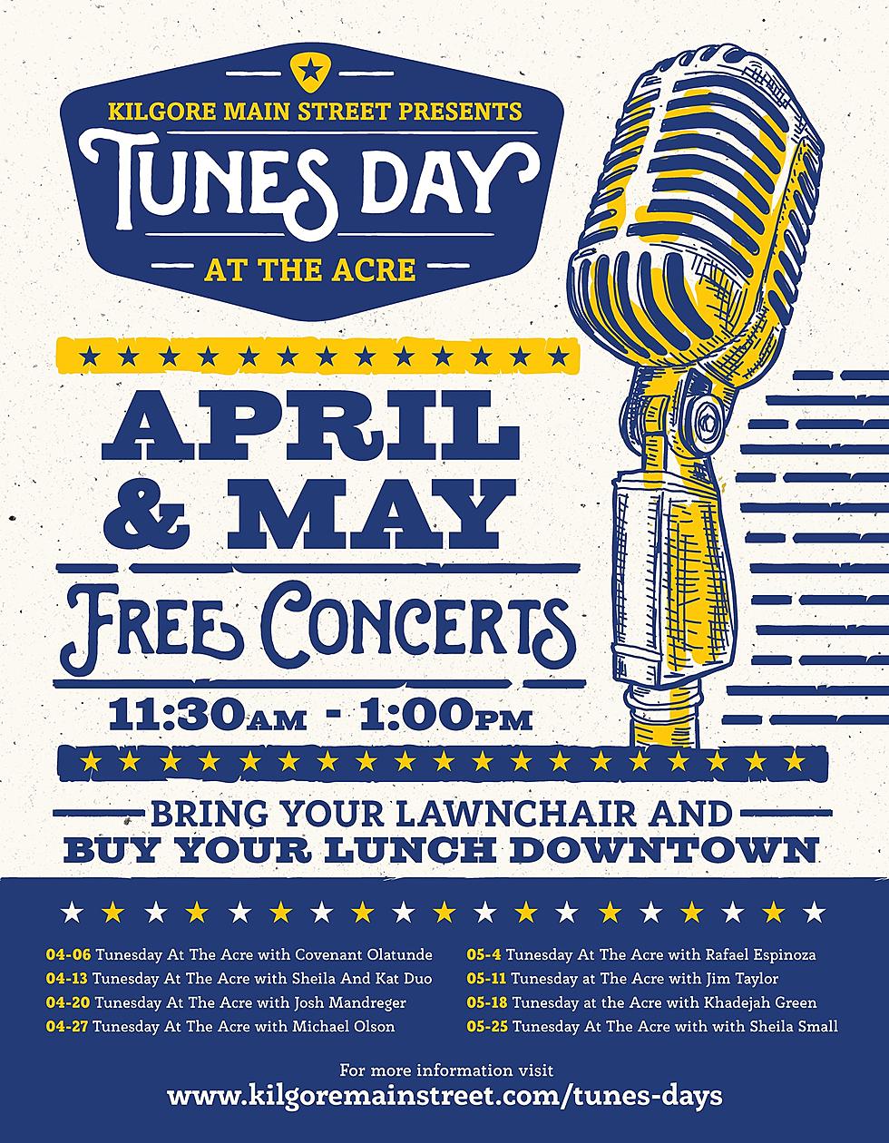 Enjoy &#8216;Tunes Day at the Acre&#8217; in Downtown Kilgore Tuesdays in May