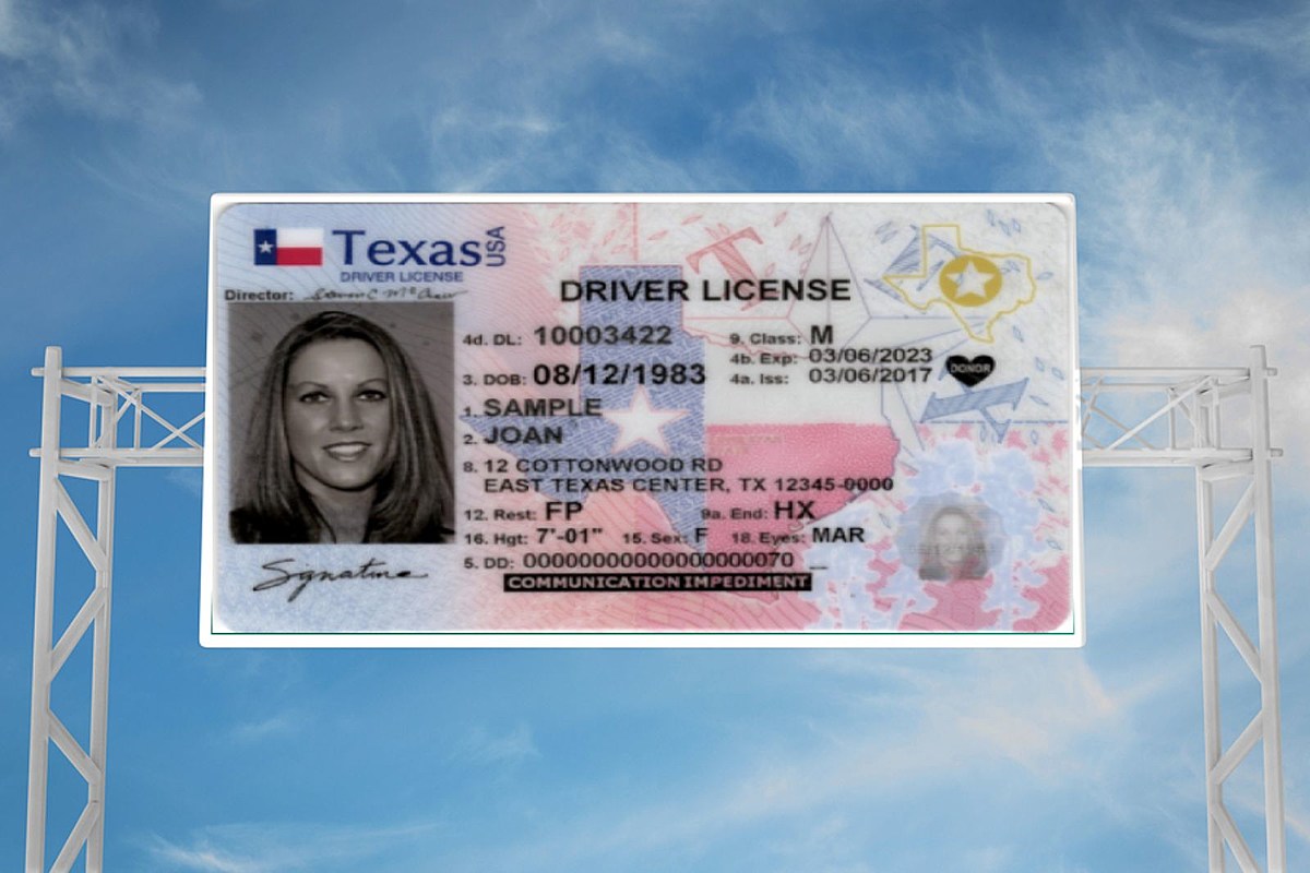 License address. Texas Driver License. Texas Drivers License Vertical.