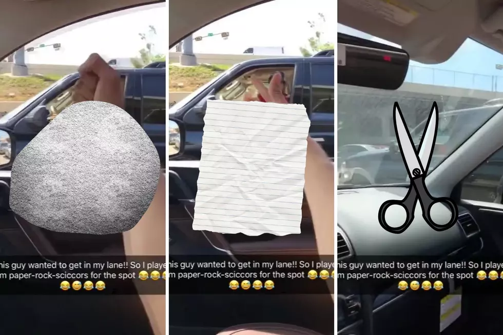 No Texas Road Rage Here, Just Two Men Playing Rock, Paper, Scissors During Traffic Jam