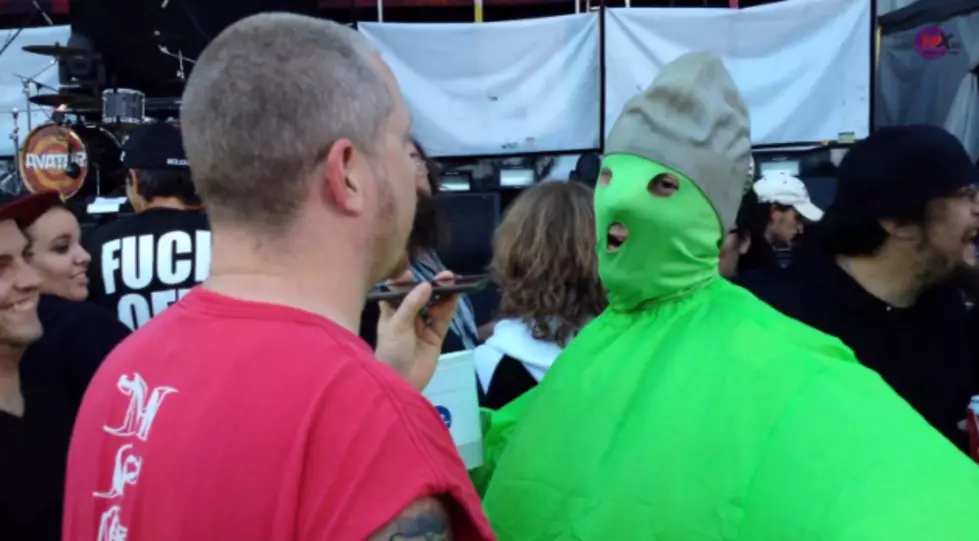Crazy Guy Wears Green Bubble Costume, Gas Mask to Rob Zombie Concert [NSFW Video]