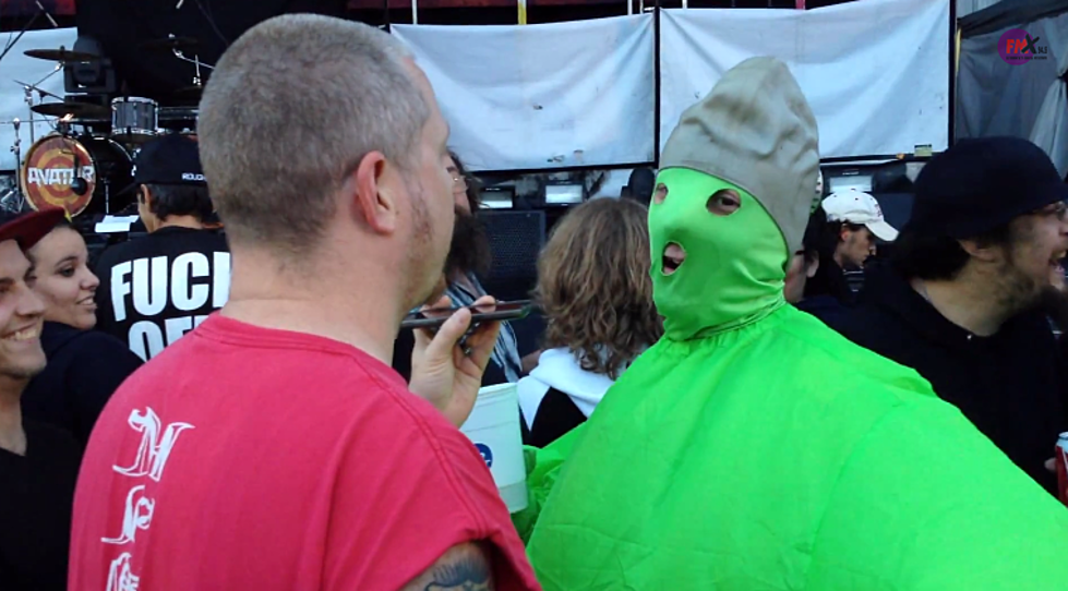 Crazy Guy Wears Green Bubble Costume, Gas Mask to Rob Zombie Concert [NSFW Video]