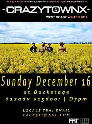Crazy Town Returns to the Hub City With the West Coast Winter Tour 2017