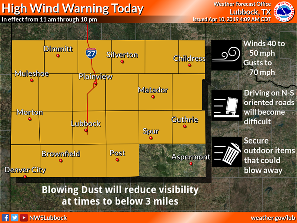 Expect Damaging Wind in Lubbock Today, April 10th