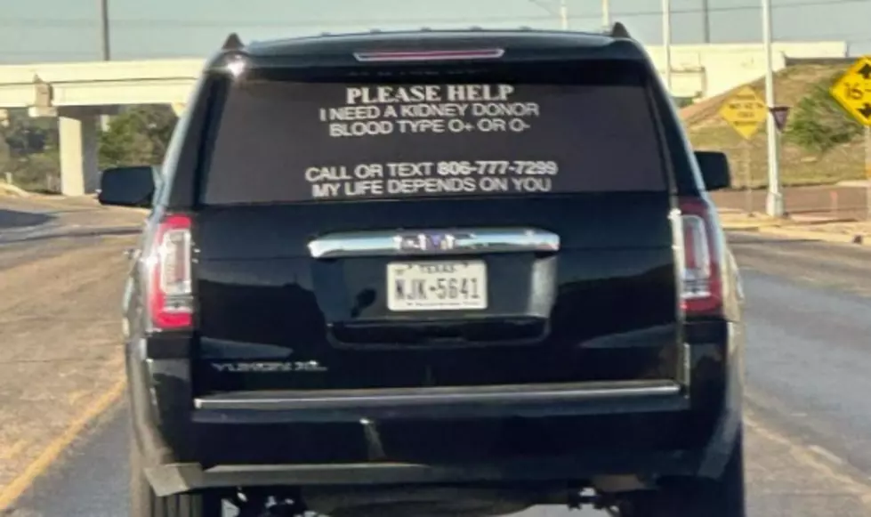 Vehicle Spotted on Lubbock Highway With Urgent Request on Back
