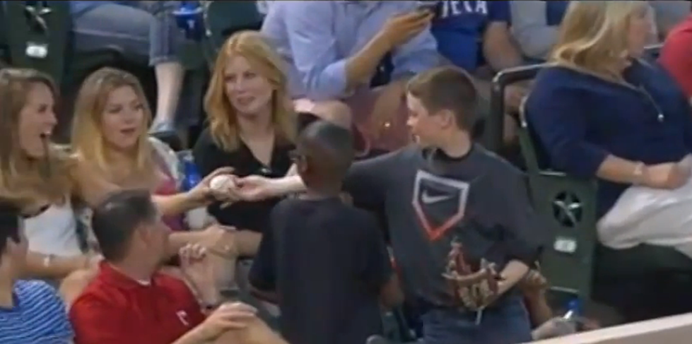 Young Baseball Fan Gives Foul Ball To Girl, Or Does He? [VIDEO]