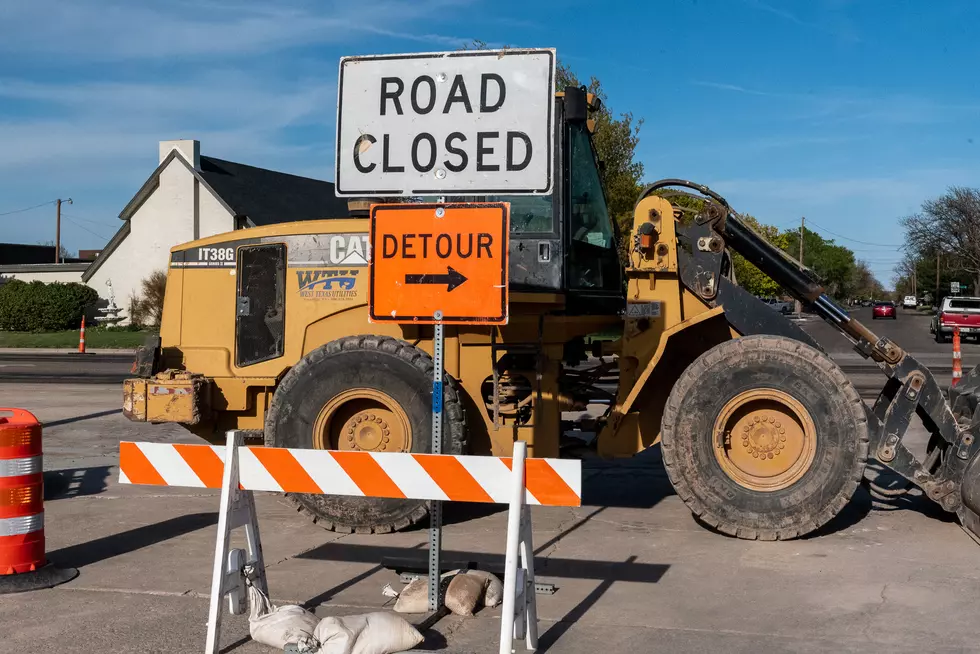 A road construction zone in Amarillo, Texas