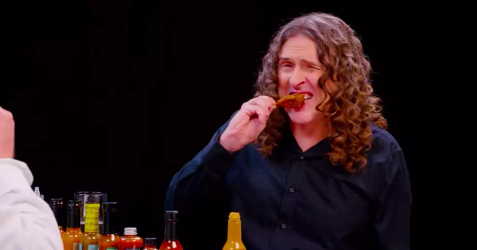 Weird Al Yankovic Eating Hot Wings During Interview