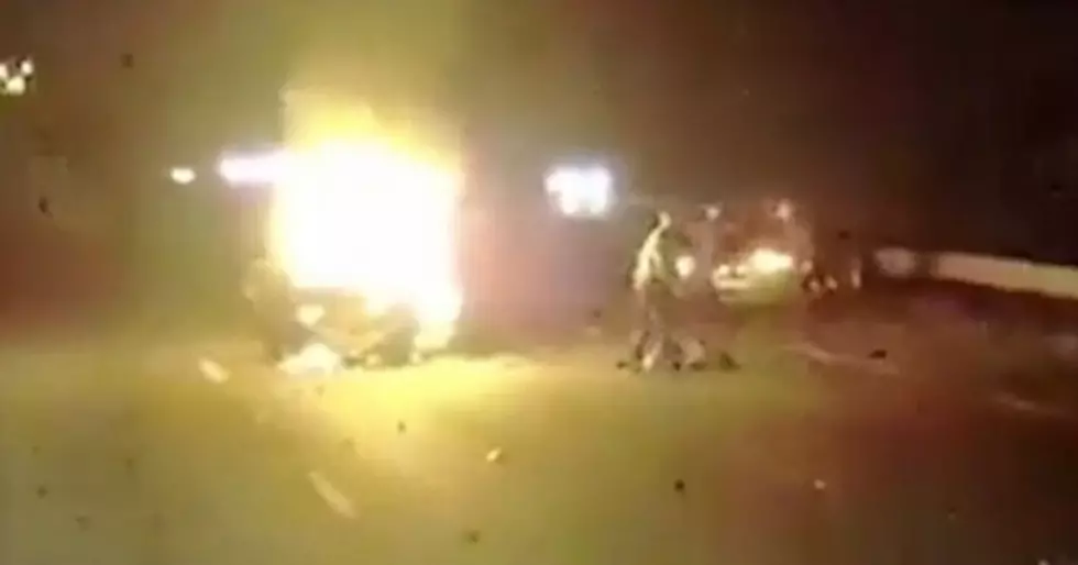 Truck Driver Pulls Woman From Burning Car