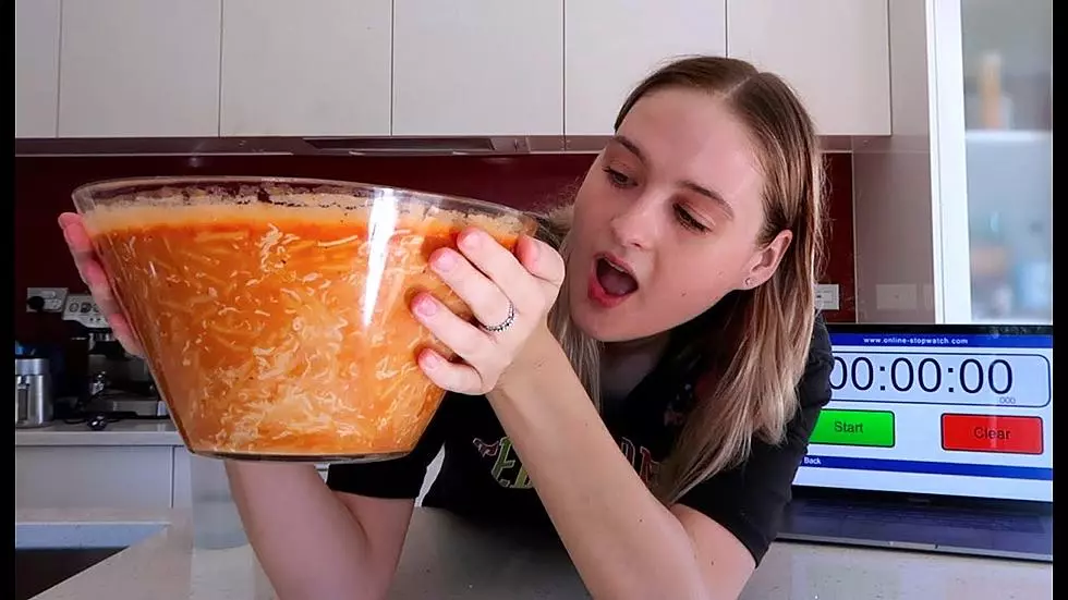 A Female YouTuber Downs 10 Pounds of Spaghetti