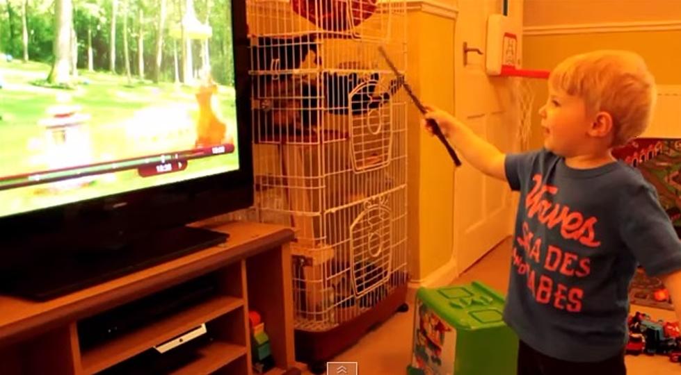 Little Boy Believes He Controls The TV With His Magic Wand [VIDEO]