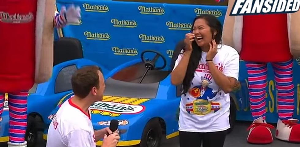 Joey Chestnut Gets Engaged &#8212; And Wins Hot Dog Eating Contest For 8th Year In A Row! [VIDEO]
