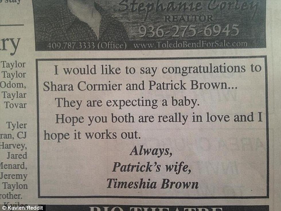 Woman Buys Ad In Newspaper About Cheating Husband + Mistress