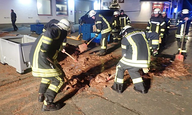 PICTURES: Chocolate Covered Streets Made Messy Clean Up After Machine Overflows For Hours