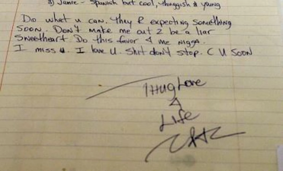 Five Page Letter/Essay Written By Tupac Shakur Being Sold For $225, 000 ...