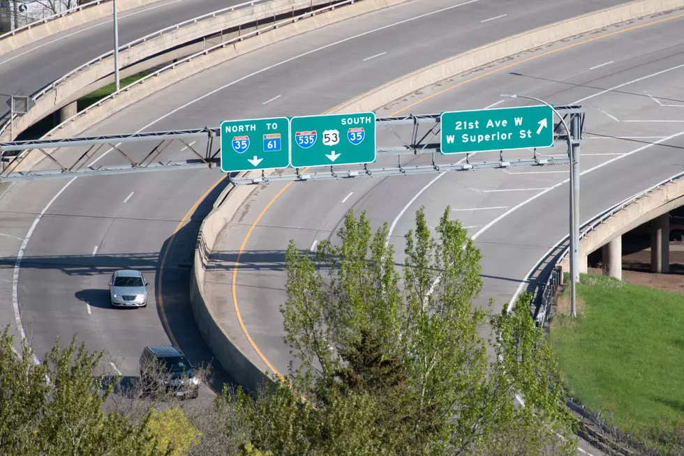 US Highway 53 Can of Worms with road signs for Interstate 35 (I-35)