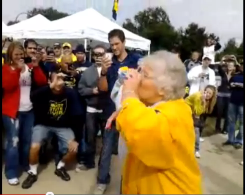 Grandma Shotguns A Beer At Football Game [VIDEO]