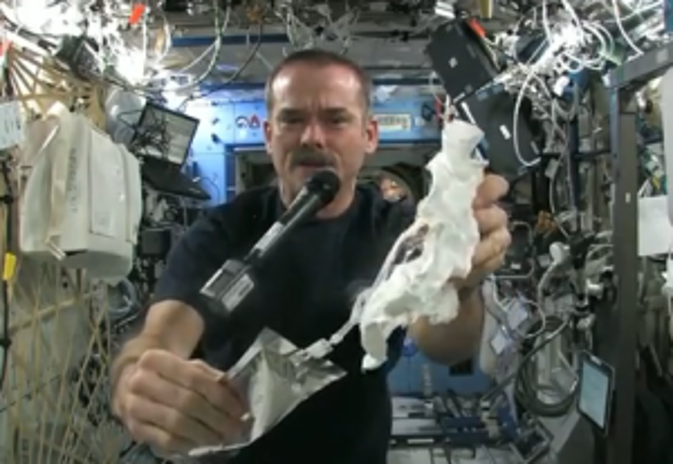 Watch What Happens When an Astronaut Wrings Out a Wet Washcloth in Space [VIDEO]