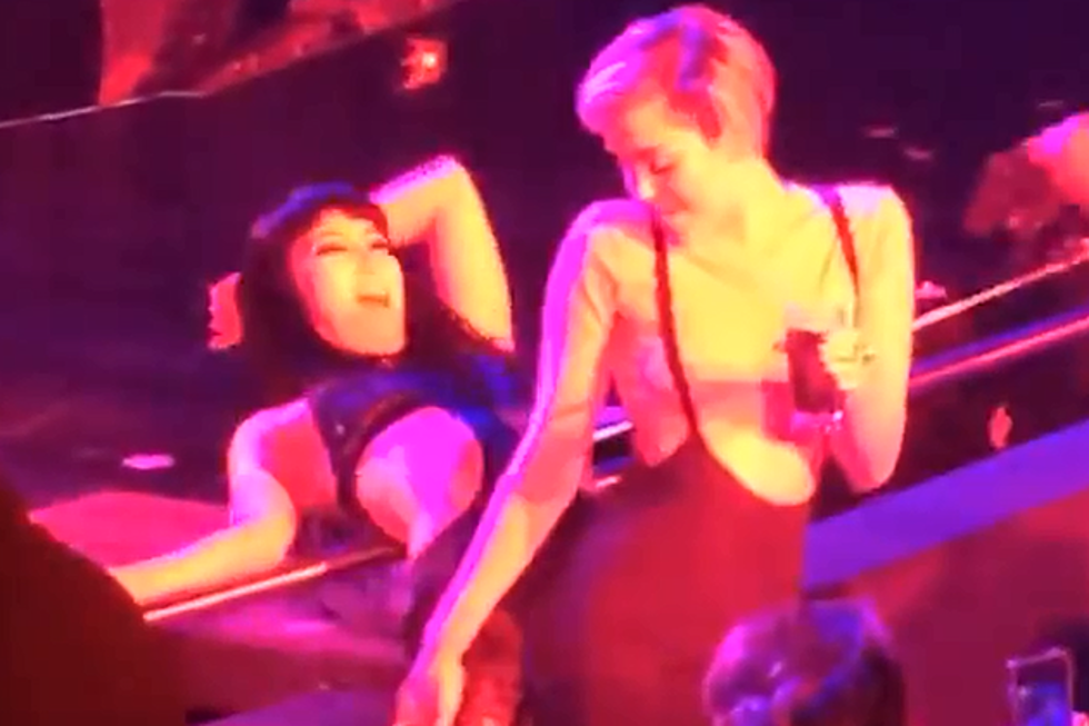 Miley Cyrus Makes Out With Britney Spears&#8217; Backup Dancer [VIDEO]