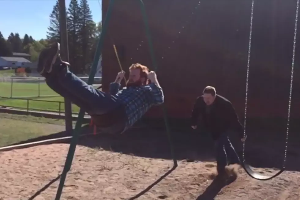 Cooper and Ian Attempt to “Underdog” on a Swing Set [VIDEO]