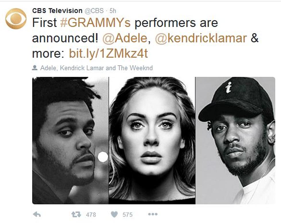 Adele, Kendrick Lamar and The Weeknd All  Set to Perform at the Grammy Awards