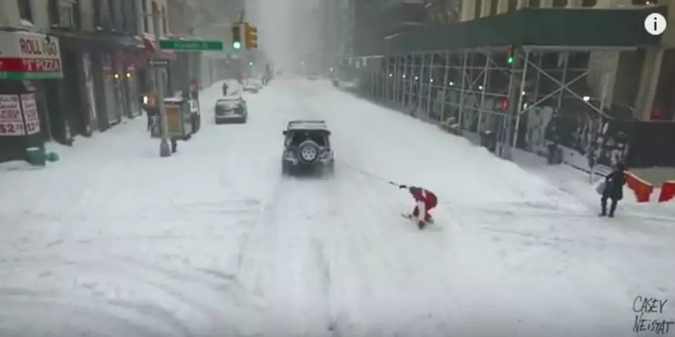 YouTube Star Snowboards Behind a Jeep In New York City [VIDEO]