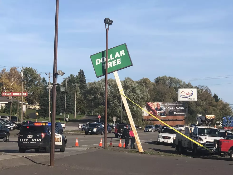 Central Entrance Dollar Tree Sign Nearly Falls on Road