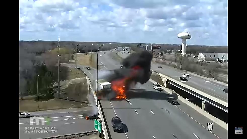 Scary! Traffic Cameras Show Truck Crashes & Immediately Explodes On Minnesota Highway