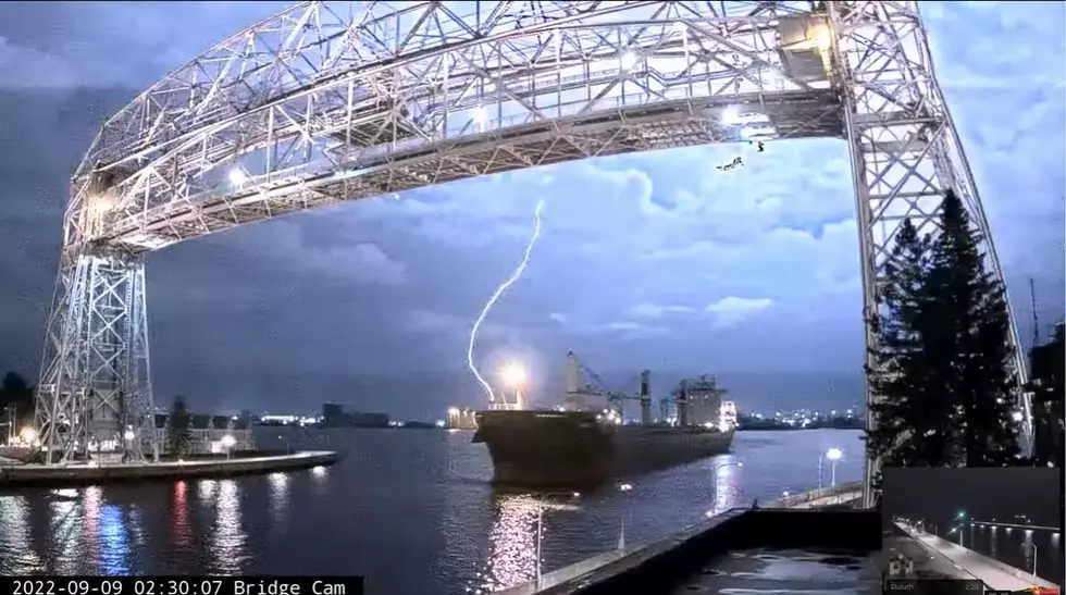 WATCH: Lightning Strikes Near Ship Departing Duluth Harbor