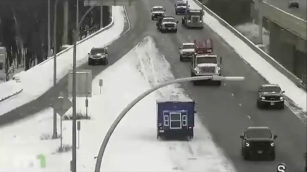 WATCH: Minnesota Truck Tows Fish House The Wrong Way On The Snowy Road
