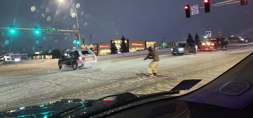 Unwise Person Spotted Skiing Behind A Car During Minnesota Snowstorm