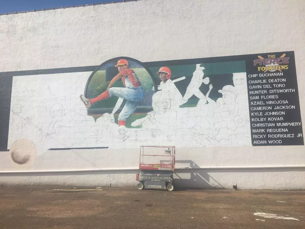 [PHOTOS] “Fierce Fourteens” Mural Moving Along In Downtown Lufkin