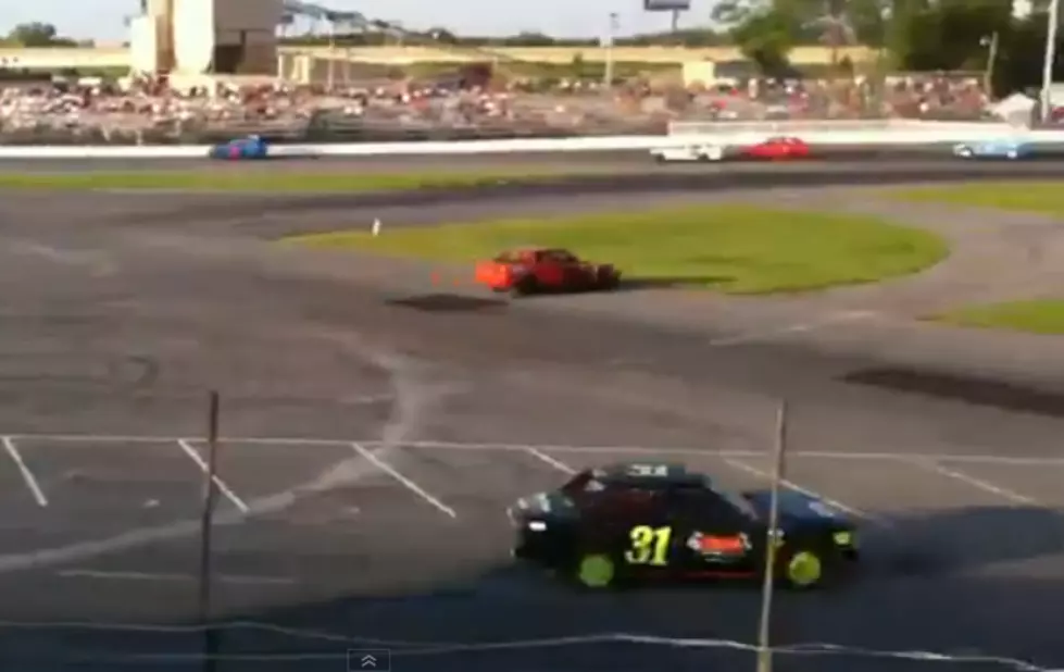 Racer Cuts Across Infield to Ram a Competitor [VIDEO]