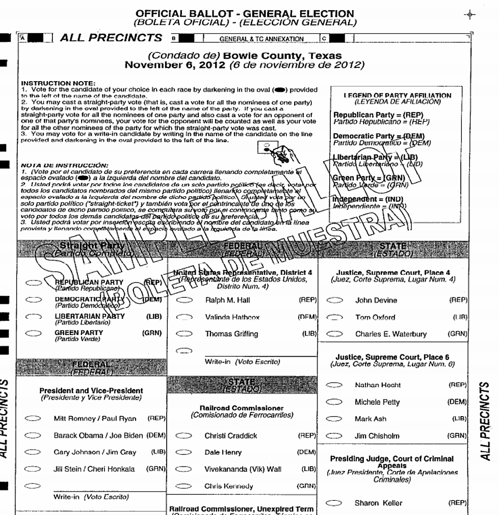 Bowie County Sample Ballot