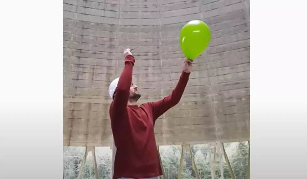 Hear Balloon Pop Inside Nuclear Power Plant Cooling Tower