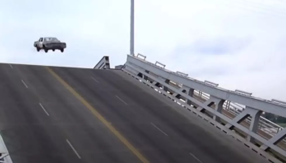 Open Drawbridge No Problem For Driver in Dodge Sedan