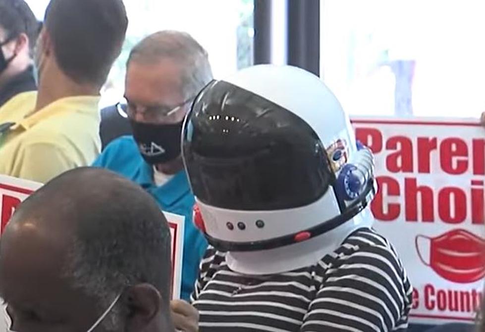 Woman Wears Space Helmet To Protest School Mask Mandate