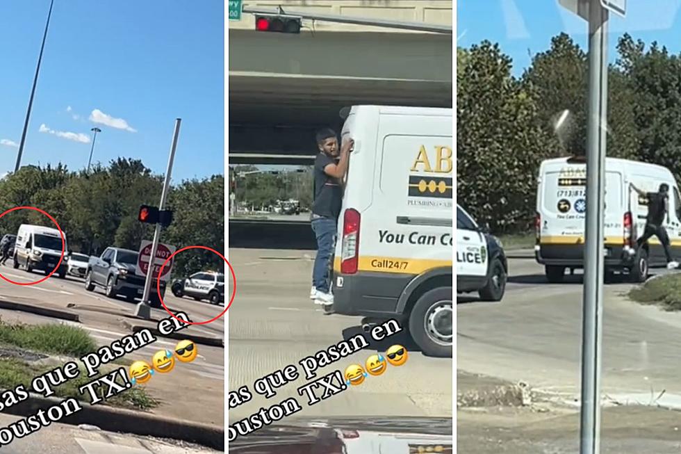 Wild Escape: Man Jumps on Moving Van to Flee Cops in Houston, Texas