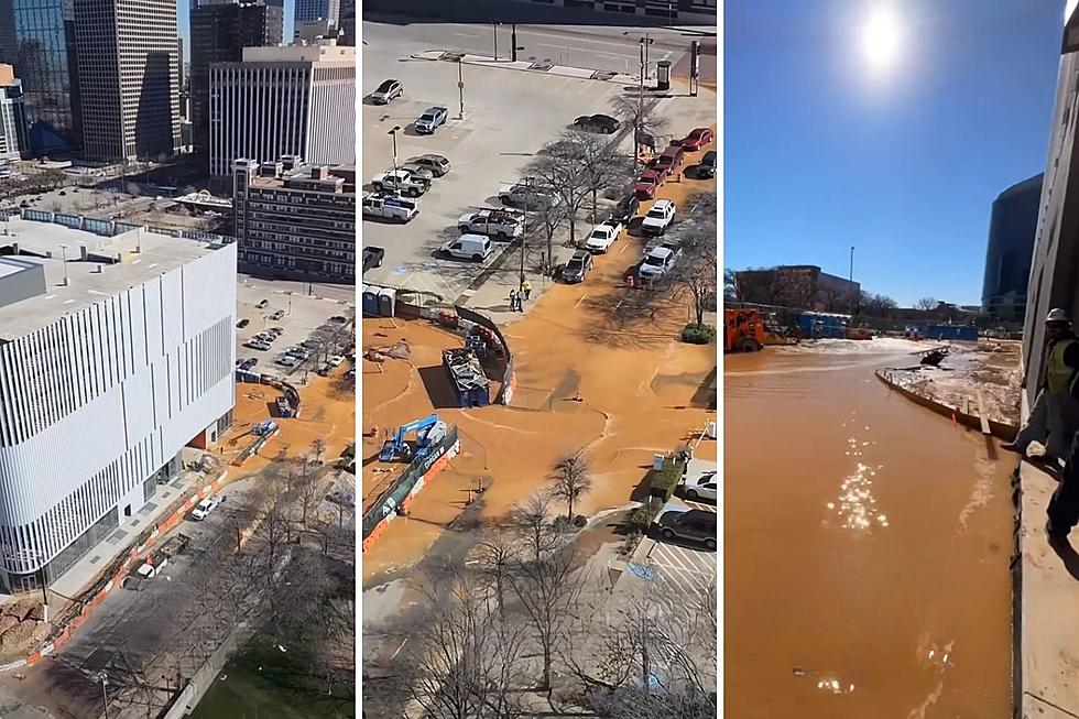 Watch: Water Line Hit Causes Flooding in Dallas Downtown