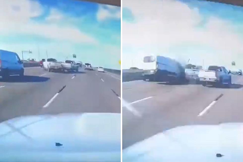 Watch Truck Slam Brakes, Cause Accident on 1-30 in Dallas, Texas