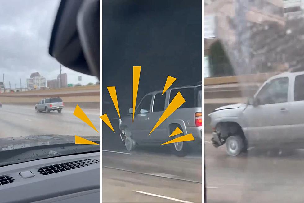 Sparks Fly as Driver Speeds Down Texas Highway on Bare Wheel