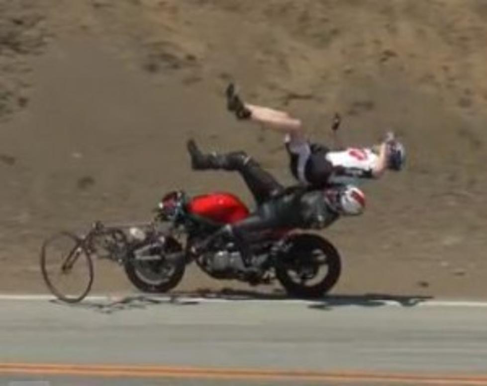 Watch Two Cyclists Get Tossed Around Violently as They are Hit by a Speeding Motorcyclist [VIDEO]