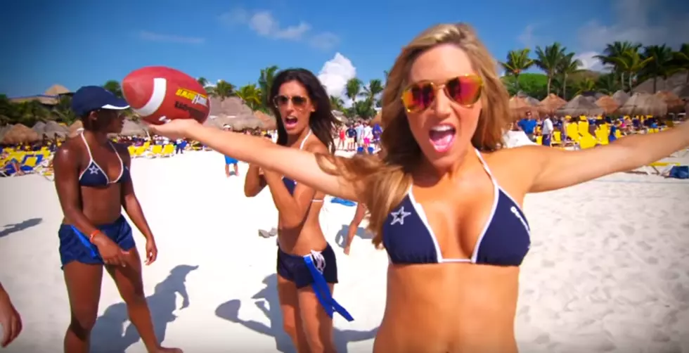 Dallas Cowboys Cheerleaders Have a Flag Football Game…In Bikinis [VIDEO]
