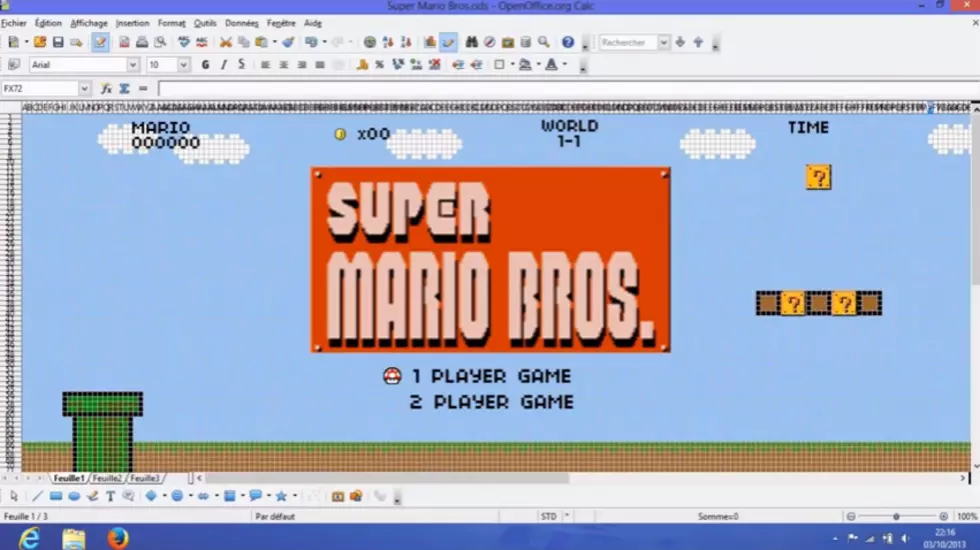 ‘Super Mario Bros.’ Recreated in OpenOffice Spreadsheet [VIDEO]